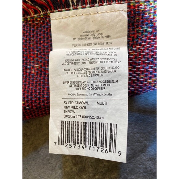 Owl Tapestry/Throw Blanket 50“x 60" New Without Tags - Picture 5 of 7